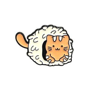 Sushi Orange Cat Cute Kawaii Fan Made Enamel Pin Lapel Pin